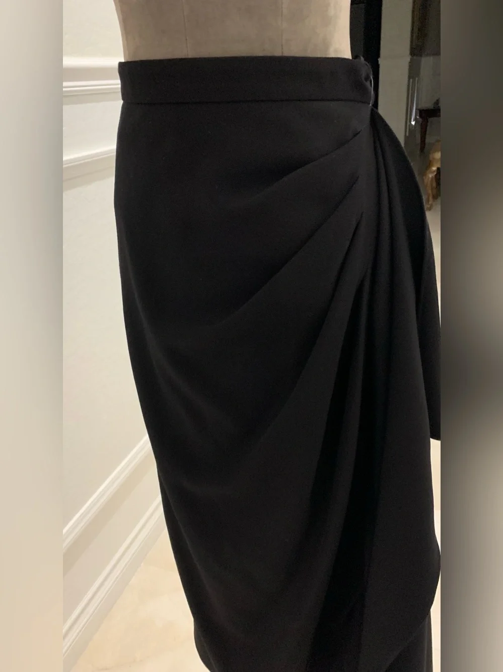 Erdem Black Draped Midi Skirt - Classic Women's Skirt Size 0 US